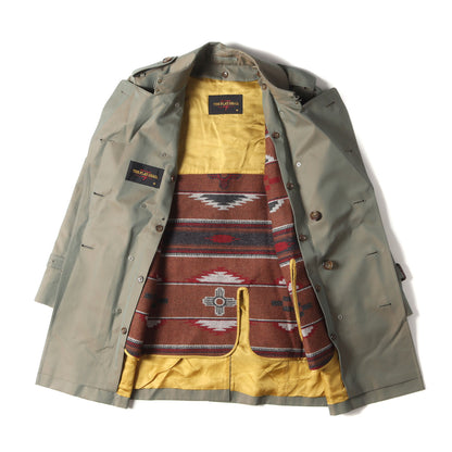 17AW MKレーベル ネイティブ柄ライナー付き 玉虫カラー ツイル トレンチコート