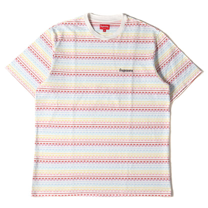 22SS ハート ボーダー ジャガード ヘビー Tシャツ(Hearts Jacquard S/S Top)