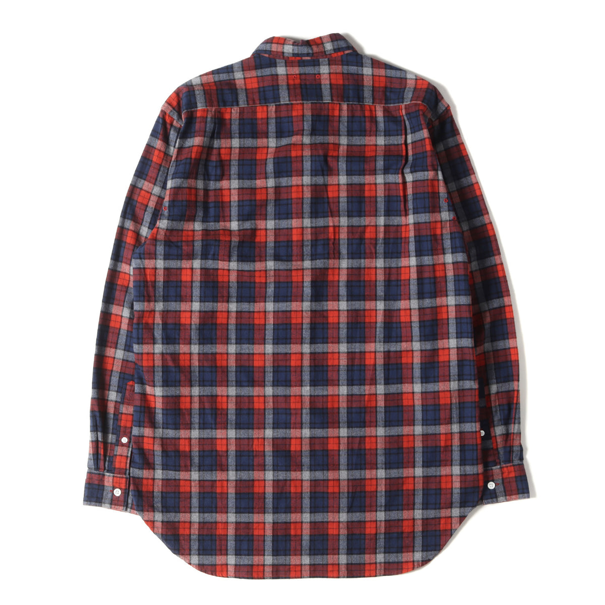17AW ロングシルエット チェック フランネルシャツ(FLANNEL CHECK REGULAR COLLAR LONG SHIRT)