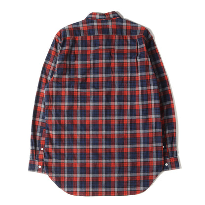 17AW ロングシルエット チェック フランネルシャツ(FLANNEL CHECK REGULAR COLLAR LONG SHIRT)