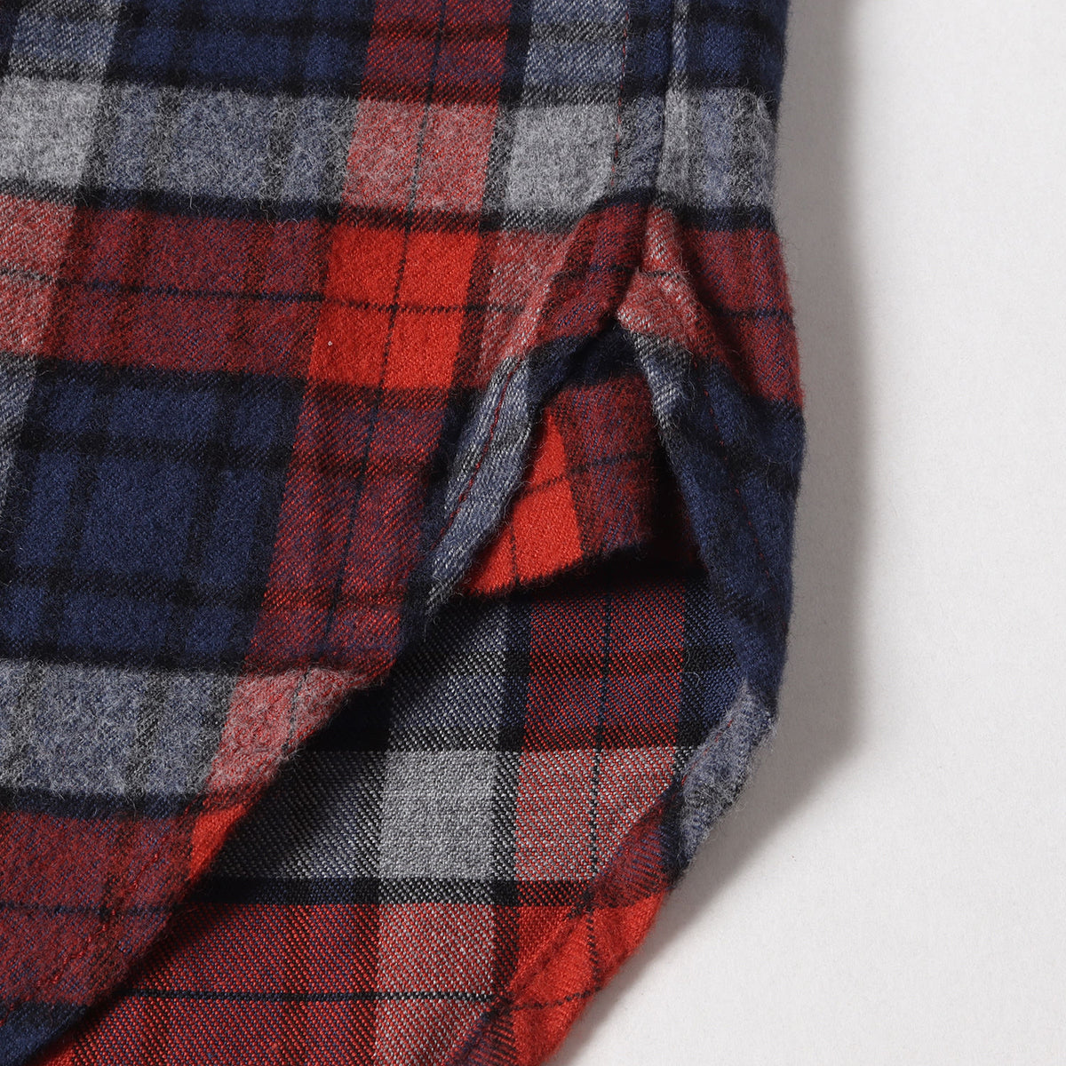 17AW ロングシルエット チェック フランネルシャツ(FLANNEL CHECK REGULAR COLLAR LONG SHIRT)