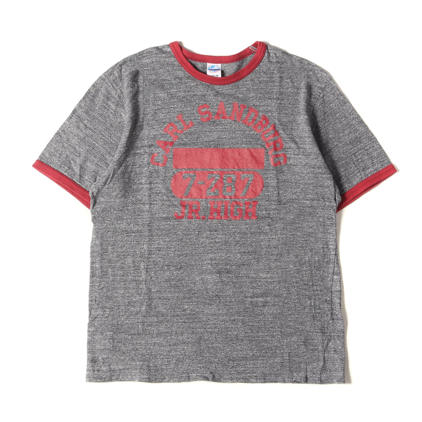 カレッジプリント 霜降り リンガー Tシャツ