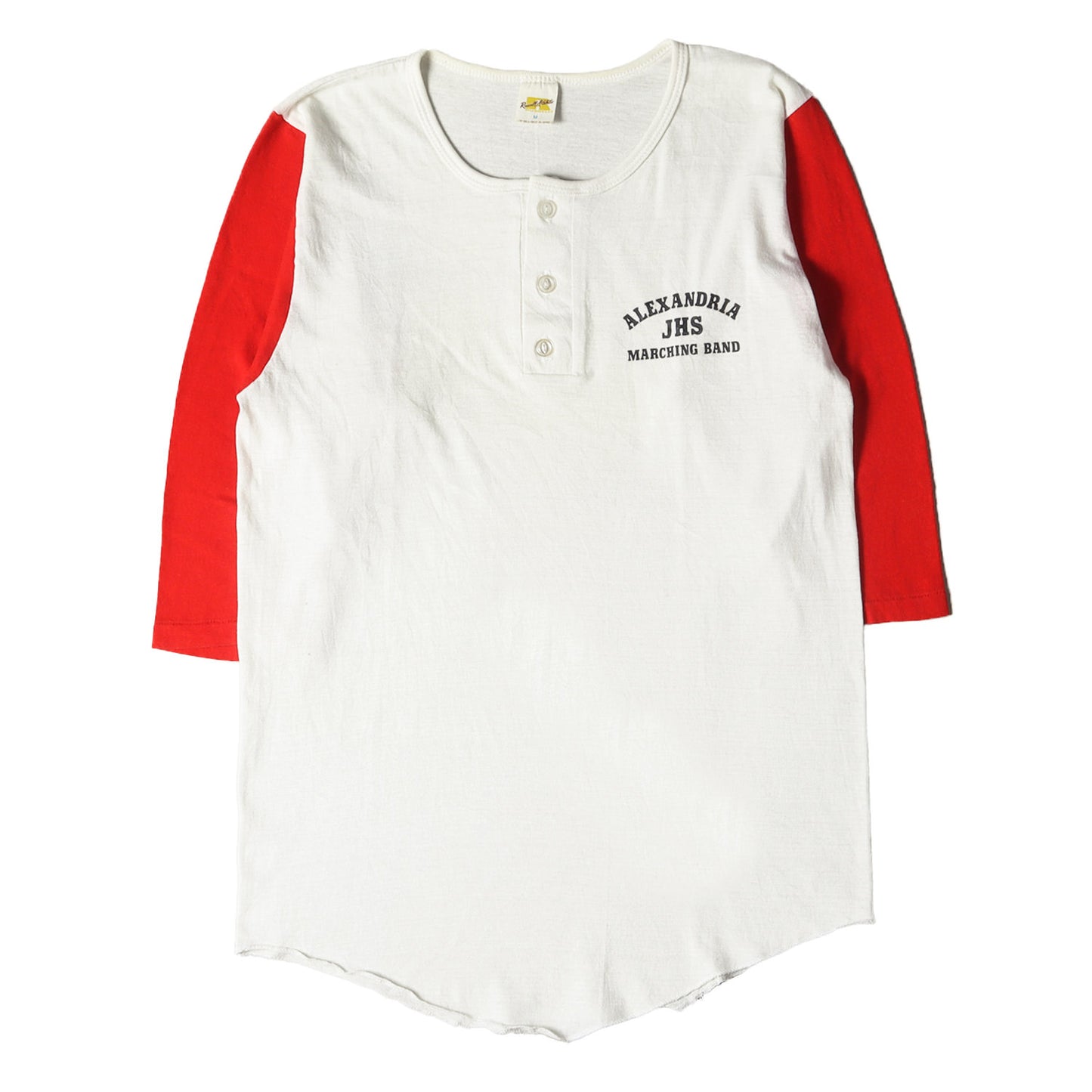 70s 金タグ ヘンリーネック 7分袖 プリント Tシャツ
