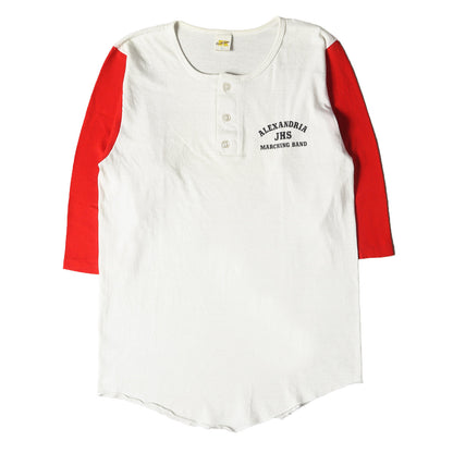 70s 金タグ ヘンリーネック 7分袖 プリント Tシャツ