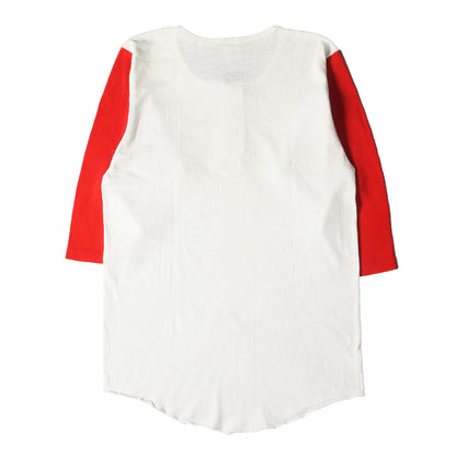 70s 金タグ ヘンリーネック 7分袖 プリント Tシャツ