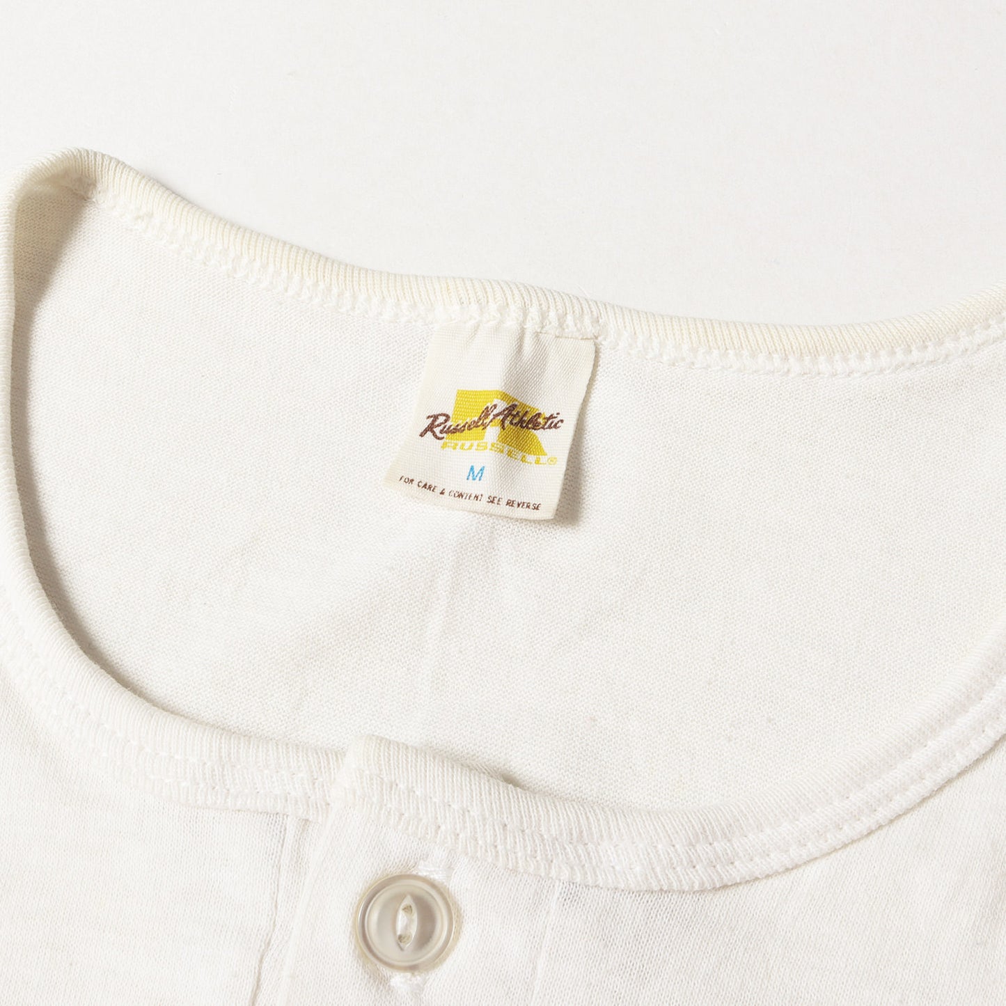 70s 金タグ ヘンリーネック 7分袖 プリント Tシャツ