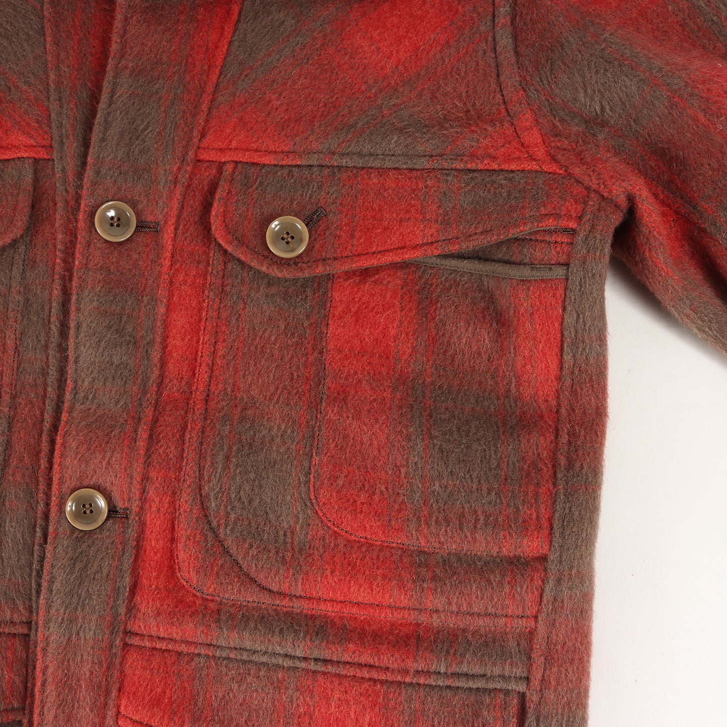 チェック メルトンウール 裏地キルティング ハンティングジャケット