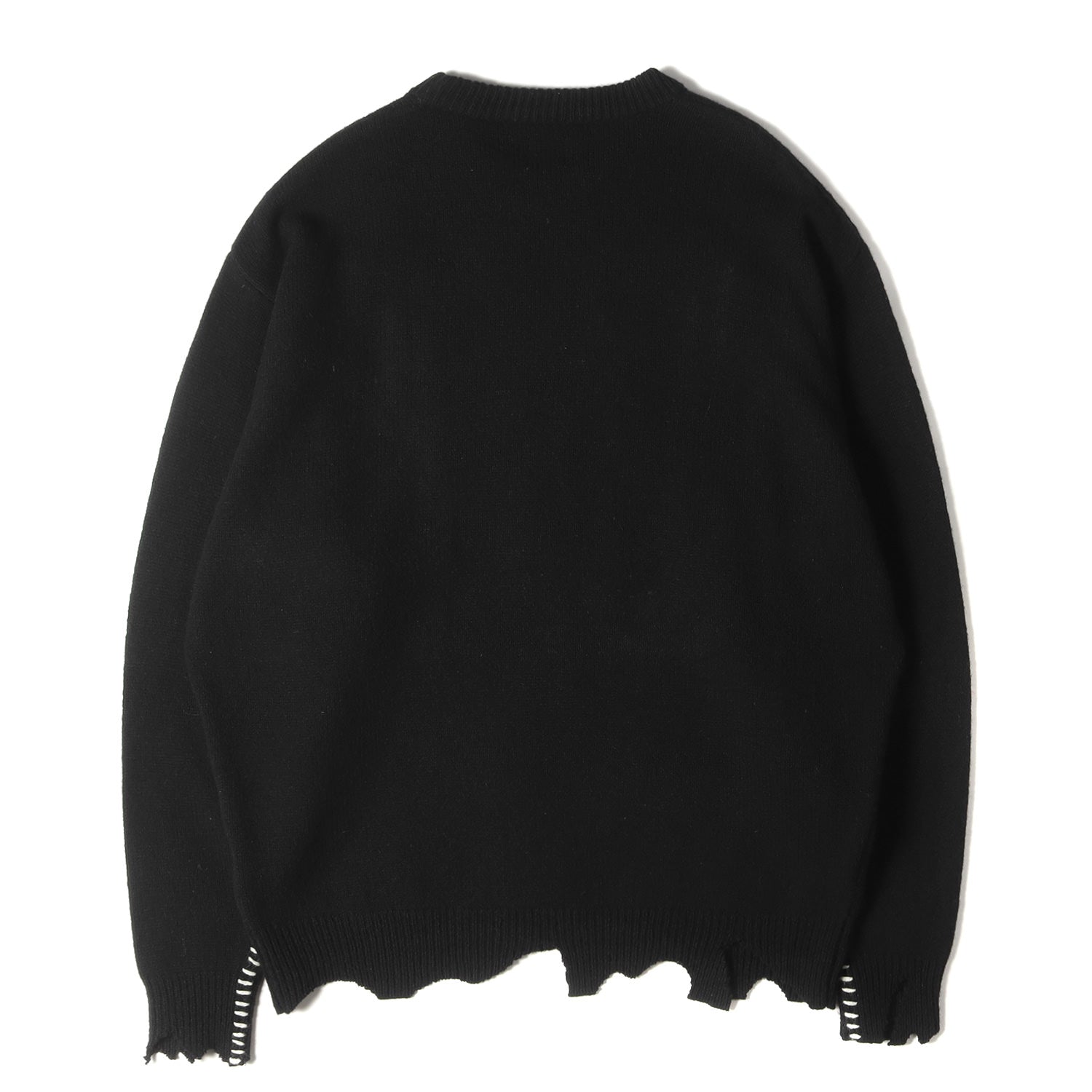 セントマイケル CLF KNIT 22AW ウール ダメージ加工 日本製 SAINT MICHAEL (セントマイケル) 22AW ダメージ加工 CLFロゴ オーバー