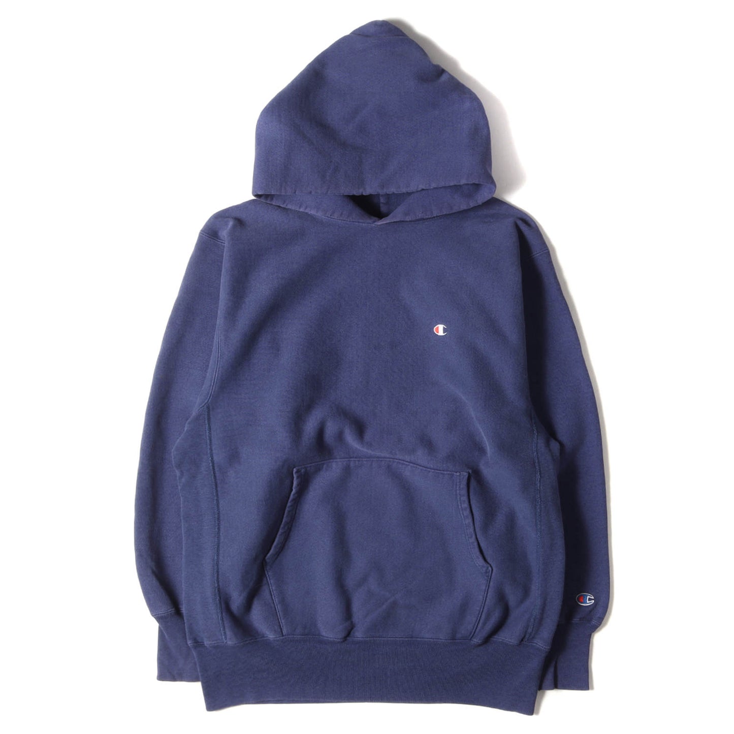 90s 刺繍タグ 目付き 無地 リバースウィーブ スウェットパーカー(USA製)