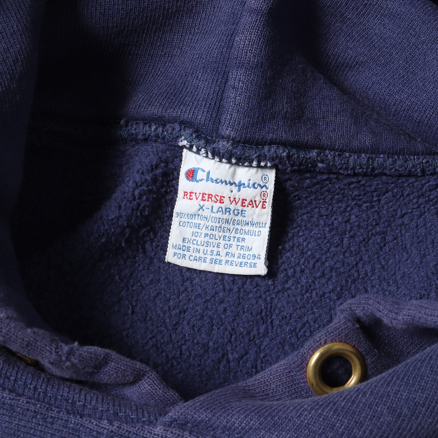 90s 刺繍タグ 目付き 無地 リバースウィーブ スウェットパーカー(USA製)