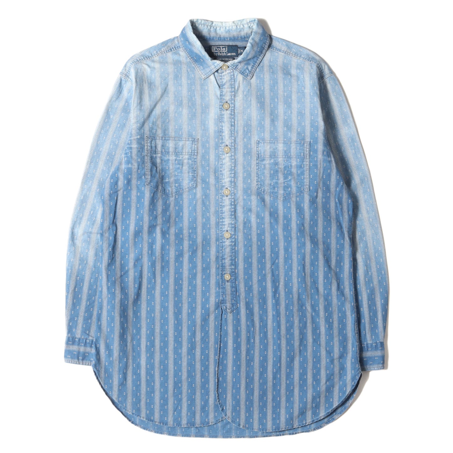 00s ヴィンテージ加工 ネイティブ ストライプ インディゴ ワークシャツ(MOAB WORKSHIRT)