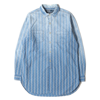 00s ヴィンテージ加工 ネイティブ ストライプ インディゴ ワークシャツ(MOAB WORKSHIRT)