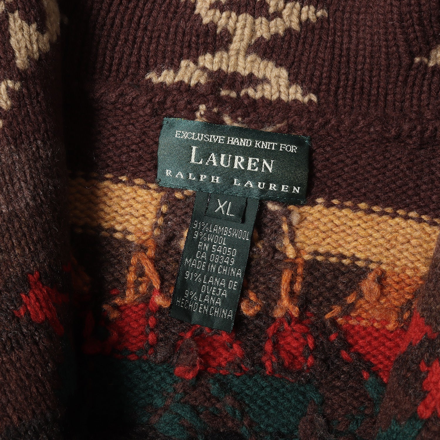 90s ラルフローレン exclusive ハンドニット ネイティブ ガウン M LAUREN RALPH LAUREN (ローレン ラルフローレン) 90s ネイティブ