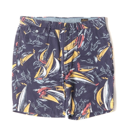 ヴィンテージ加工 ヨット柄 コットンダック ショーツ(STRAIGHT FIT)