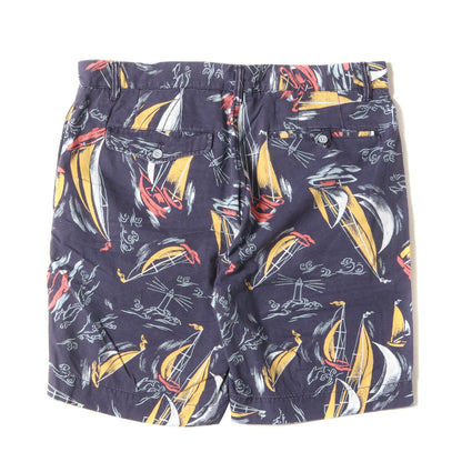 ヴィンテージ加工 ヨット柄 コットンダック ショーツ(STRAIGHT FIT)