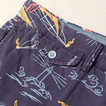ヴィンテージ加工 ヨット柄 コットンダック ショーツ(STRAIGHT FIT)