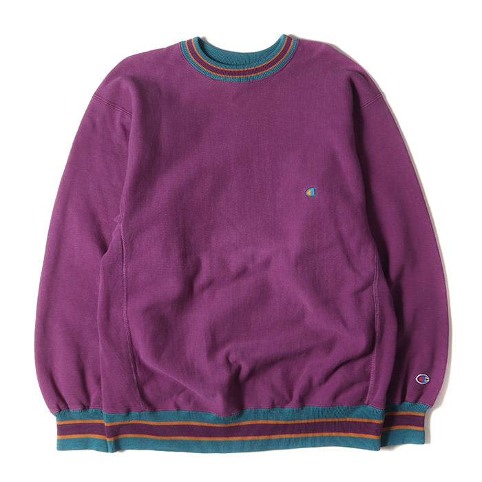 90s reverse weave champion USA　パープル　刺繍 90s Championリブライン リバースウィーブ刺繍タグ XL USA製 90s USA製