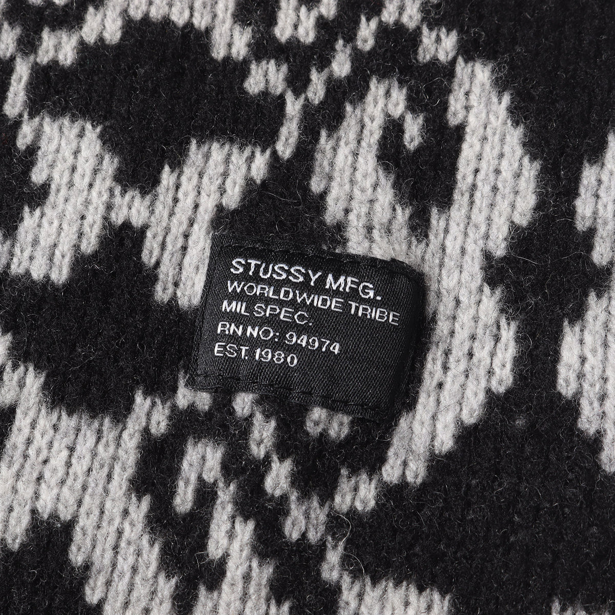 STUSSY (ステューシー) ジャガード 総柄 ウールニット セーター 