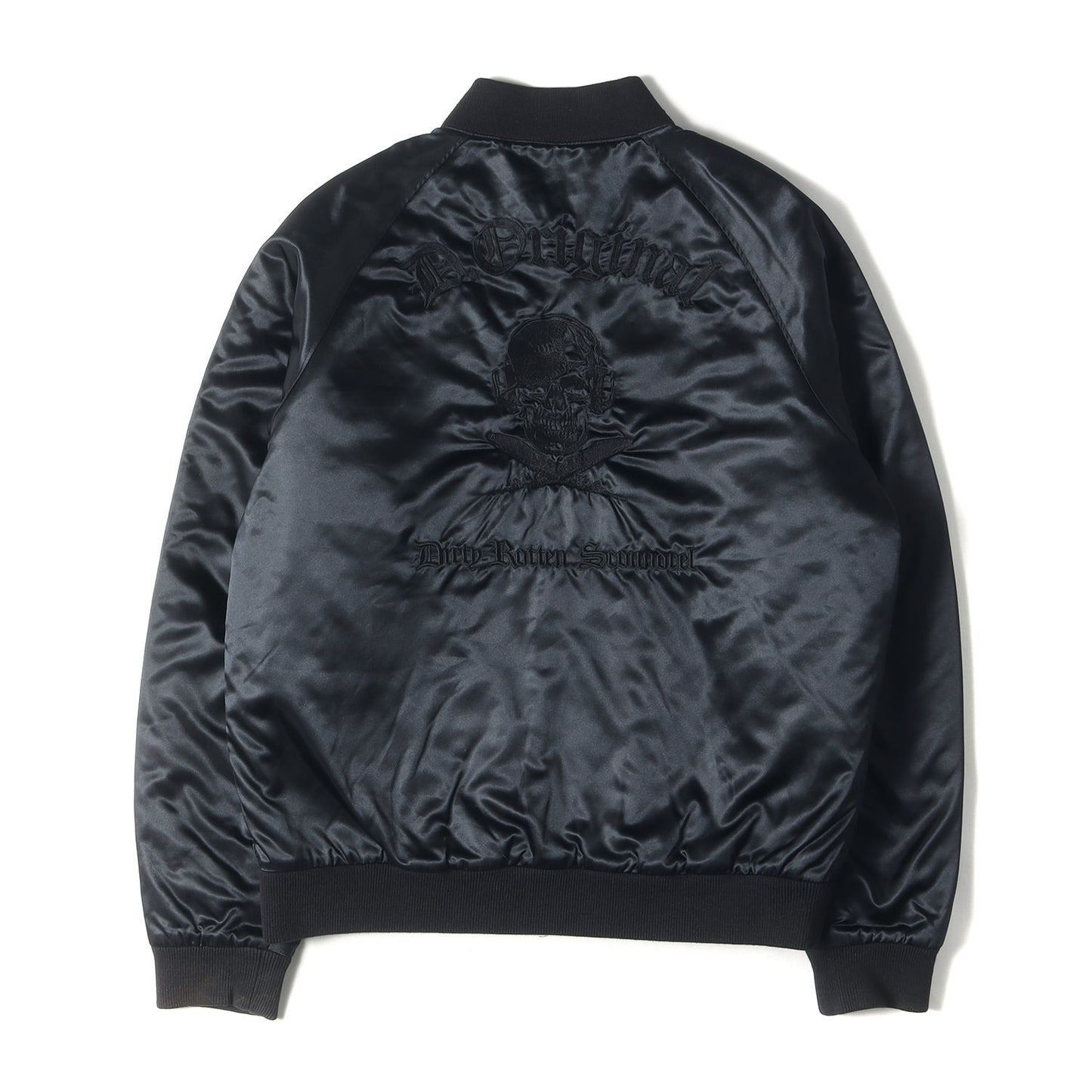 スカル刺繍 ナイロンサテン スタジャン