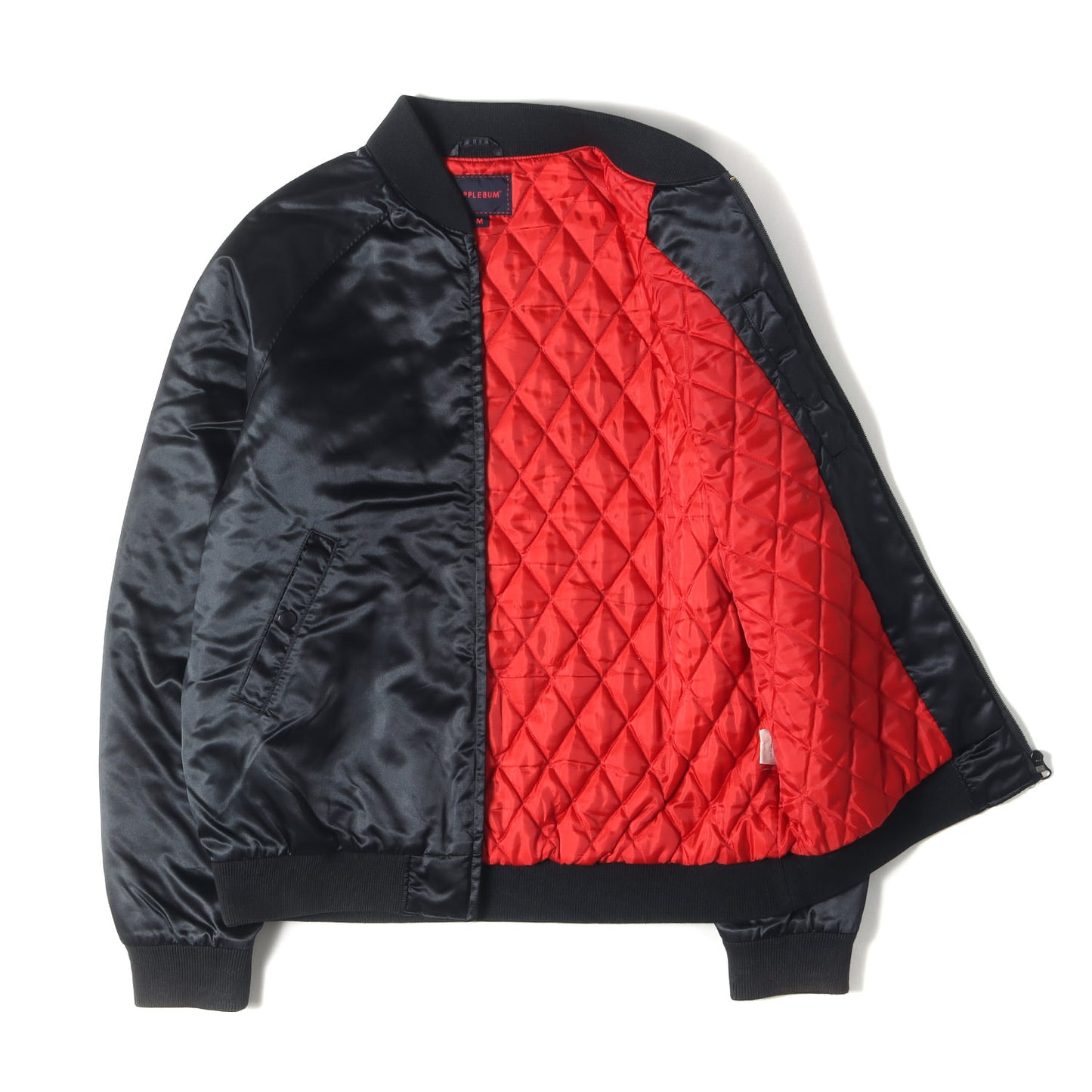 スカル刺繍 ナイロンサテン スタジャン