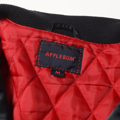 スカル刺繍 ナイロンサテン スタジャン