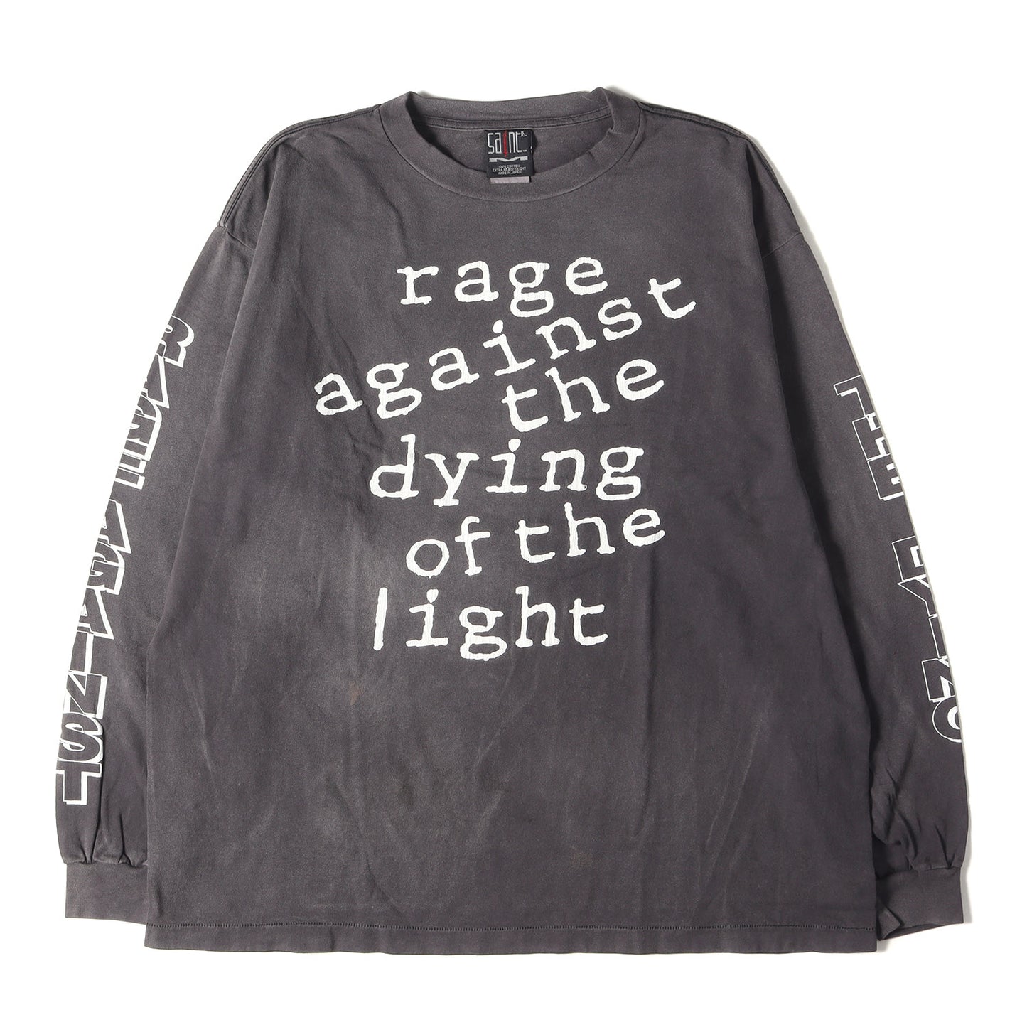 22SS ヴィンテージ加工 レイジ・アゲインスト・ザ・マシーン パロディー ロングスリーブ Tシャツ(LS TEE THE DYIN)