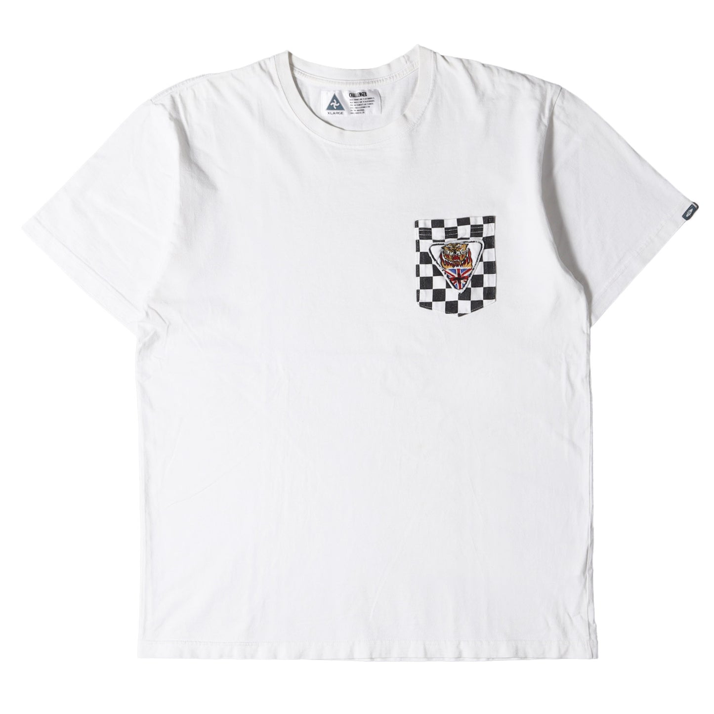 ワッペン付き チェッカー柄ポケット Tシャツ