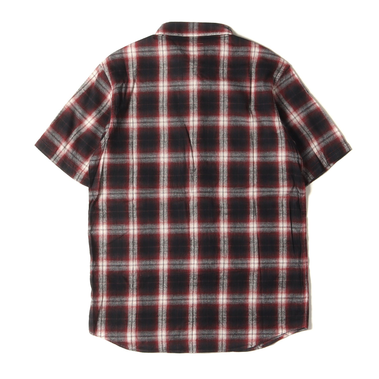 CRIMIE オンブレチェックシャツ ブラック M CRIMIE OMBRE CHECK LONG SLEEVE SHIRT | MAROON