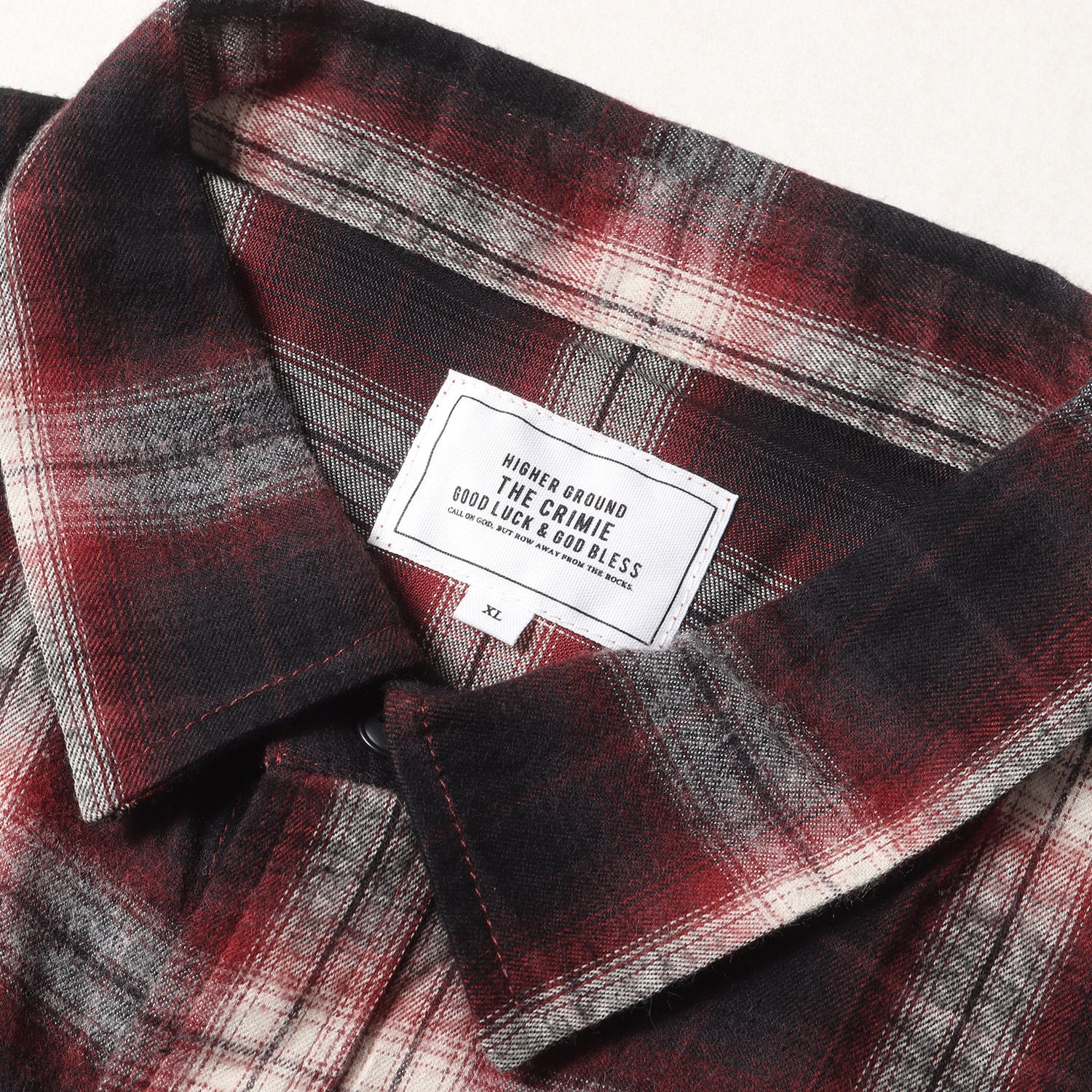 CRIMIE オンブレチェックシャツ ブラック M CRIMIE OMBRE CHECK LONG SLEEVE SHIRT | MAROON