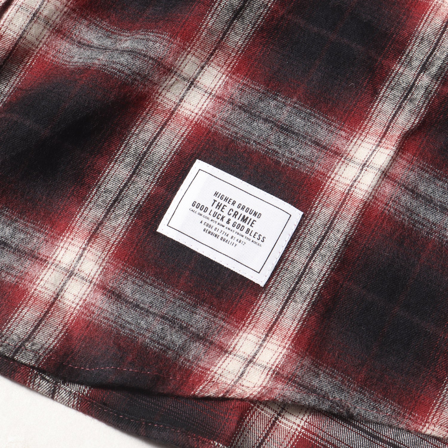 CRIMIE オンブレチェックシャツ ブラック M CRIMIE OMBRE CHECK LONG SLEEVE SHIRT | MAROON