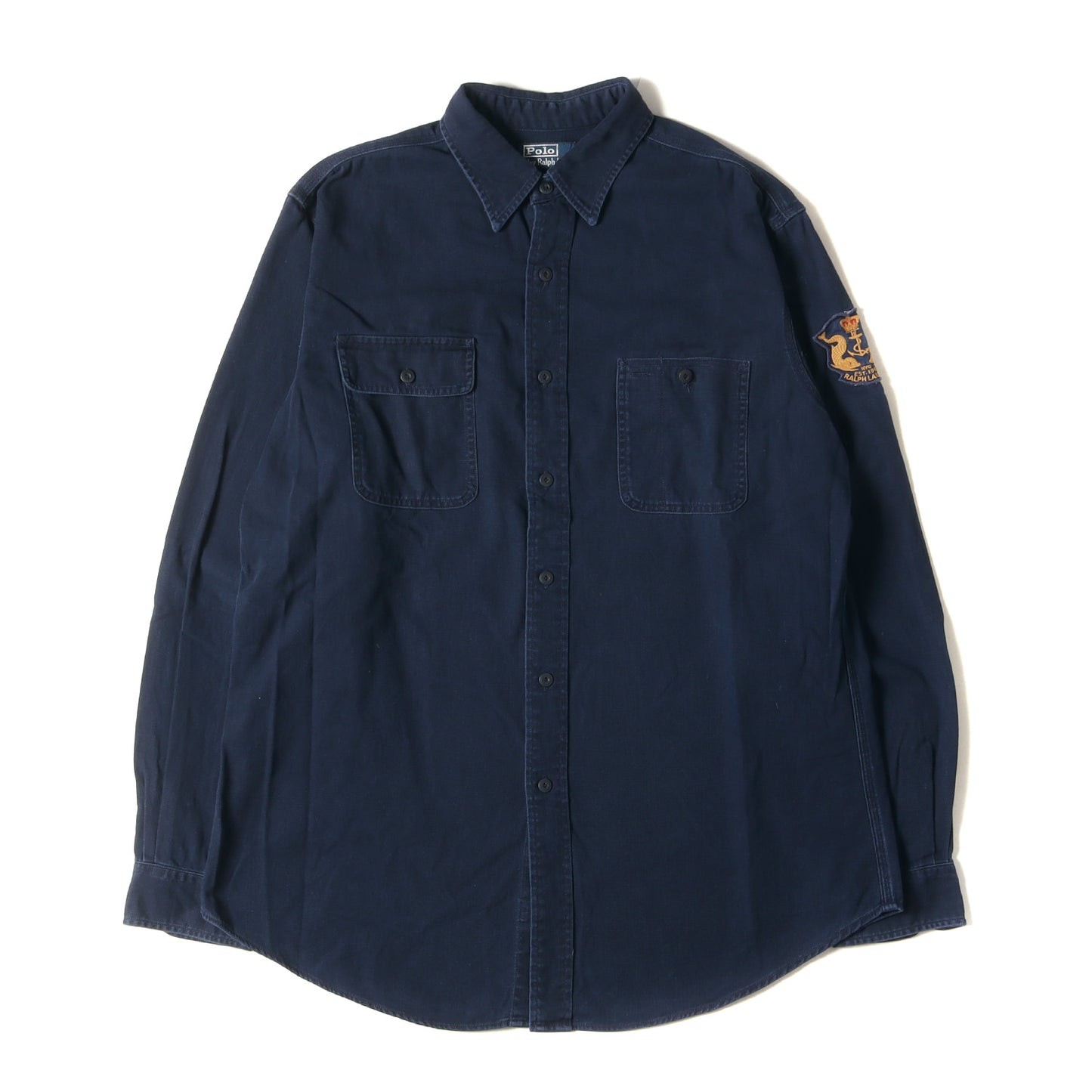 ワッペン付き インディゴ ツイル ワークシャツ(CUSTOM FIT)