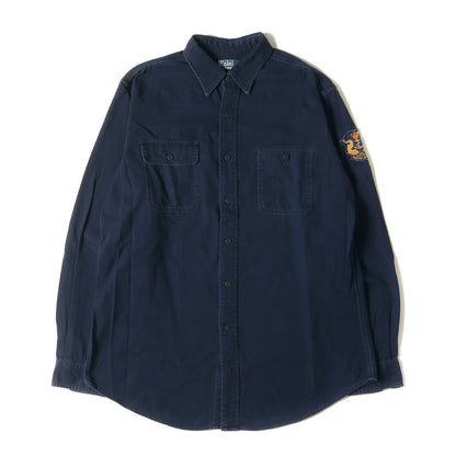 ワッペン付き インディゴ ツイル ワークシャツ(CUSTOM FIT)