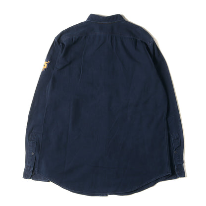 ワッペン付き インディゴ ツイル ワークシャツ(CUSTOM FIT)