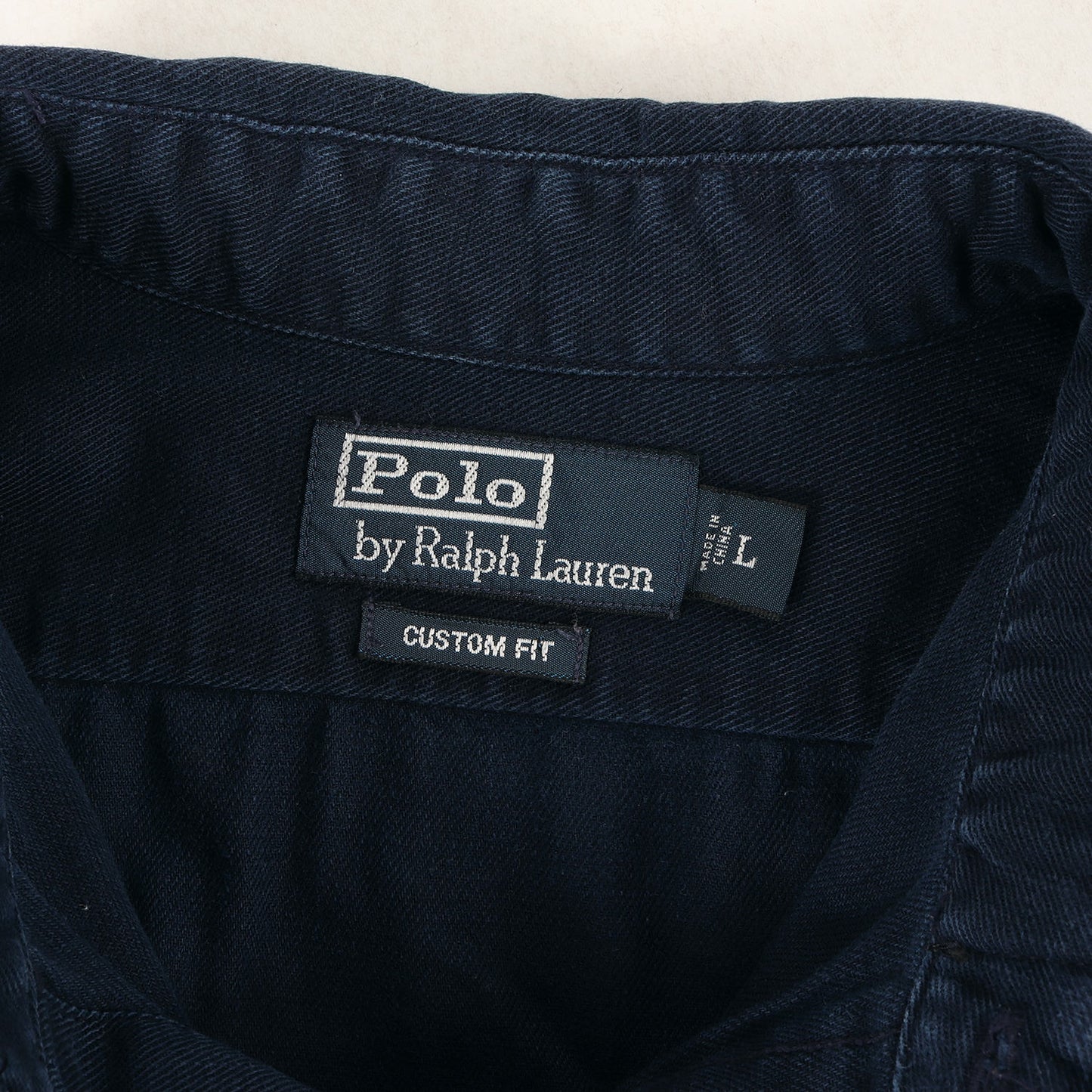 ワッペン付き インディゴ ツイル ワークシャツ(CUSTOM FIT)