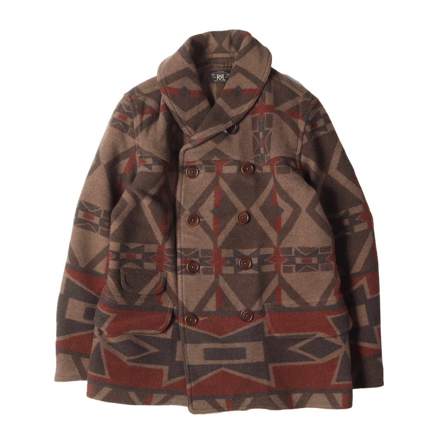 18AW ネイティブ柄 メルトンウール ショールカラー Pコート(Patterned Pea Coat)