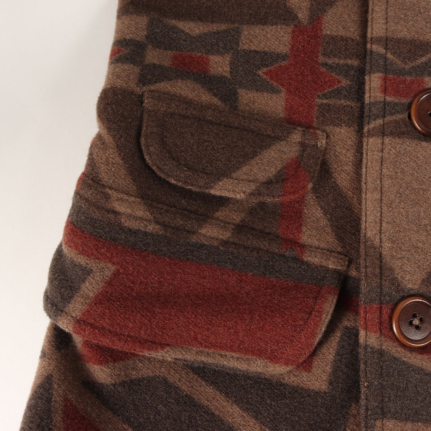 18AW ネイティブ柄 メルトンウール ショールカラー Pコート(Patterned Pea Coat)