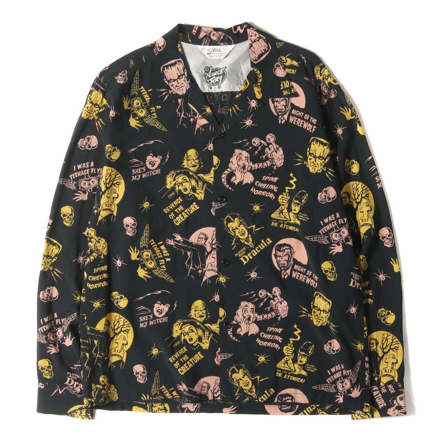 ×VINCE RAY ホラー アメコミ柄 オープンカラー レーヨン シャツ(HIGH DENSITY RAYON OPEN SHIRT “THE MONSTERS”)