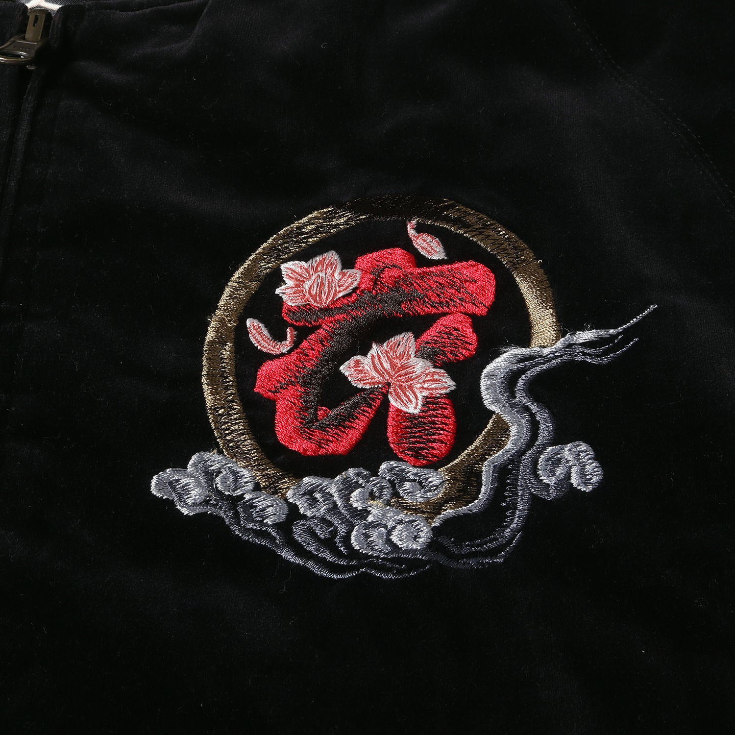 オスティアジャパン 衣リバーシブル ベロア スカジャン刺繍 別珍 総柄 M