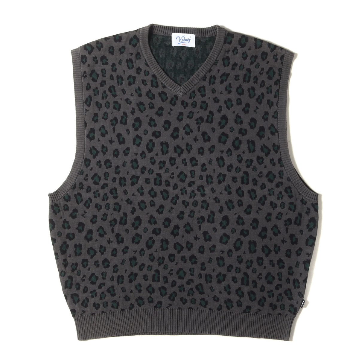 KEBOZ (ケボズ) レオパード柄 Vネック ニット ベスト(LEOPARD KNIT 