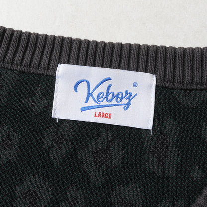 KEBOZ (ケボズ) レオパード柄 Vネック ニット ベスト(LEOPARD KNIT 