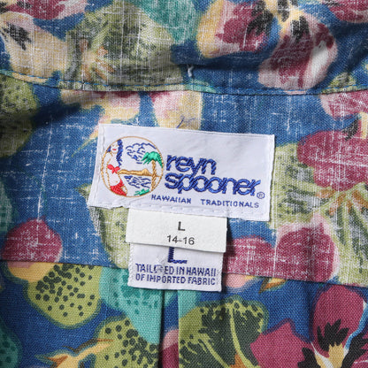 90s フラワー柄 プルオーバー ボタンダウン アロハシャツ