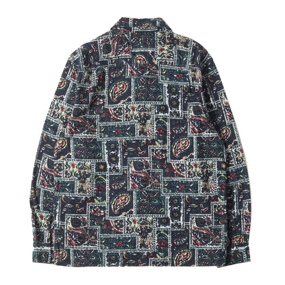 パッチワーク バンダナ プリント ジップ フランネルシャツ(Broken Paisley Flannel Zip Up Shirt)
