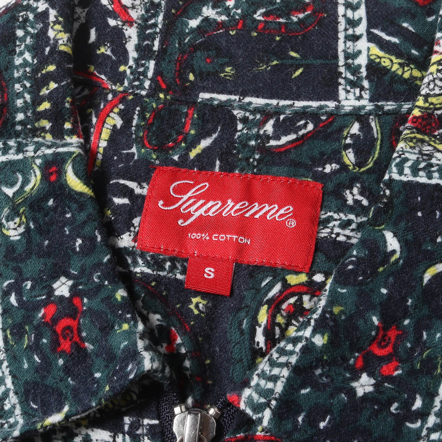 パッチワーク バンダナ プリント ジップ フランネルシャツ(Broken Paisley Flannel Zip Up Shirt)