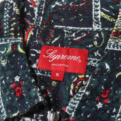 パッチワーク バンダナ プリント ジップ フランネルシャツ(Broken Paisley Flannel Zip Up Shirt)