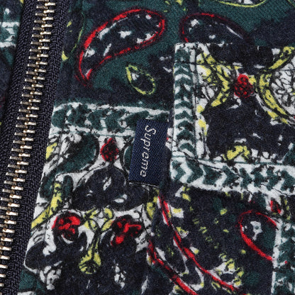 パッチワーク バンダナ プリント ジップ フランネルシャツ(Broken Paisley Flannel Zip Up Shirt)