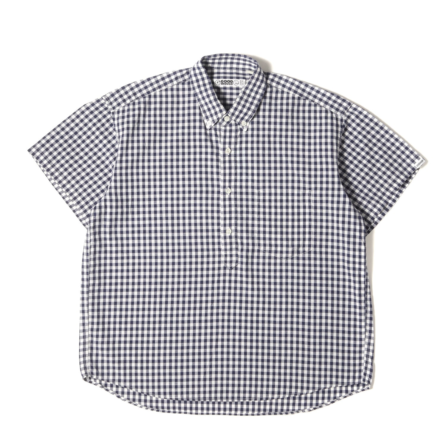 GOODENOUGH 半袖シャツ L チェック バックロゴ グッドイナフ