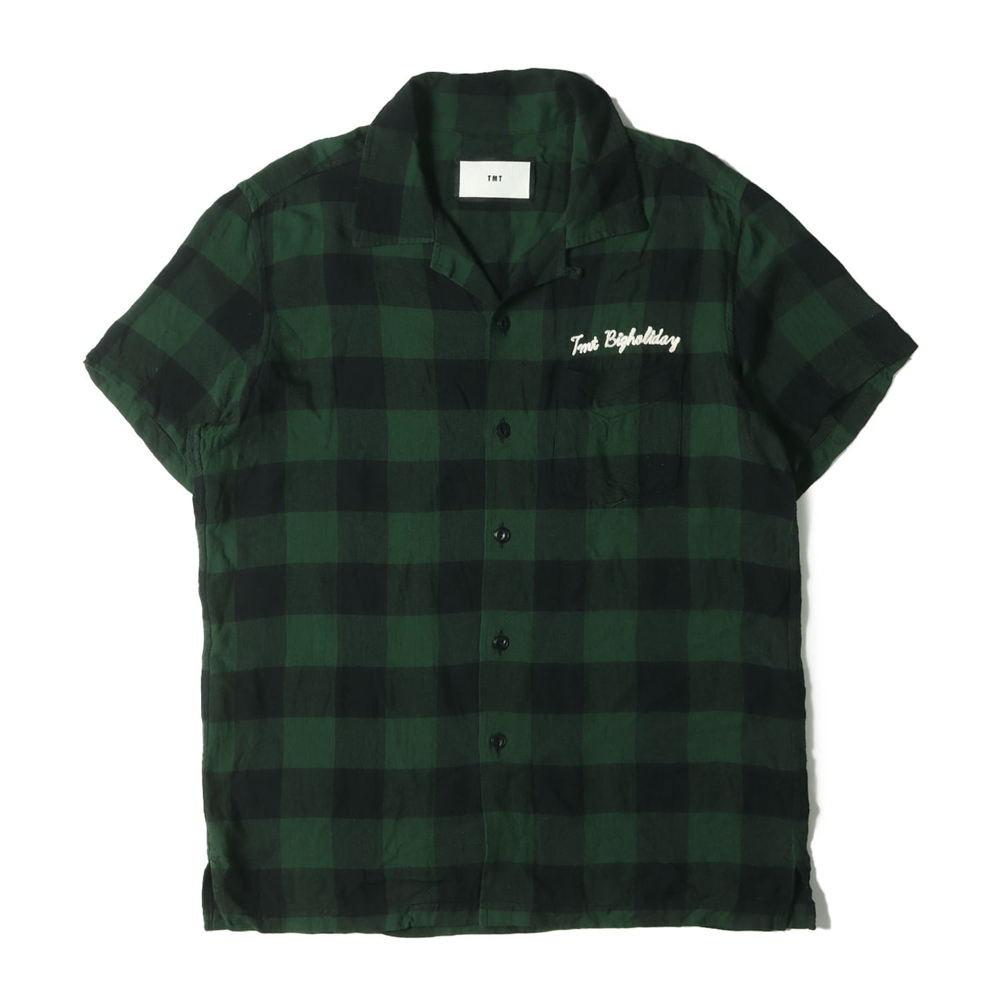 バッファローチェック オープンカラー レーヨン 半袖シャツ