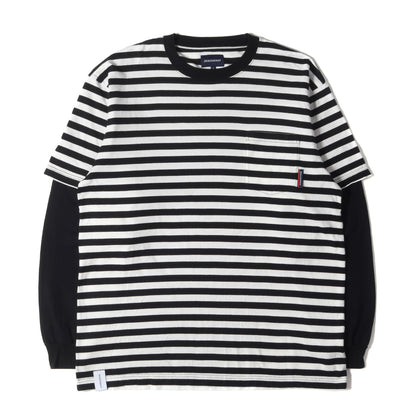 20SS 袖レイヤード ボーダー ロングスリーブ Tシャツ(MILITIA LAYERD TEE)