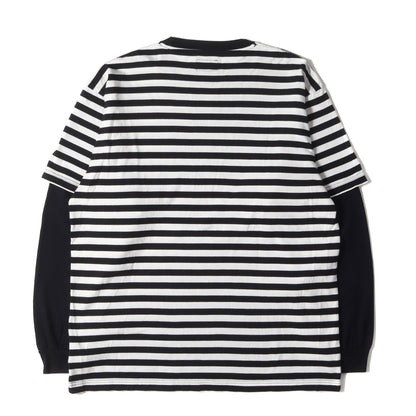 20SS 袖レイヤード ボーダー ロングスリーブ Tシャツ(MILITIA LAYERD TEE)