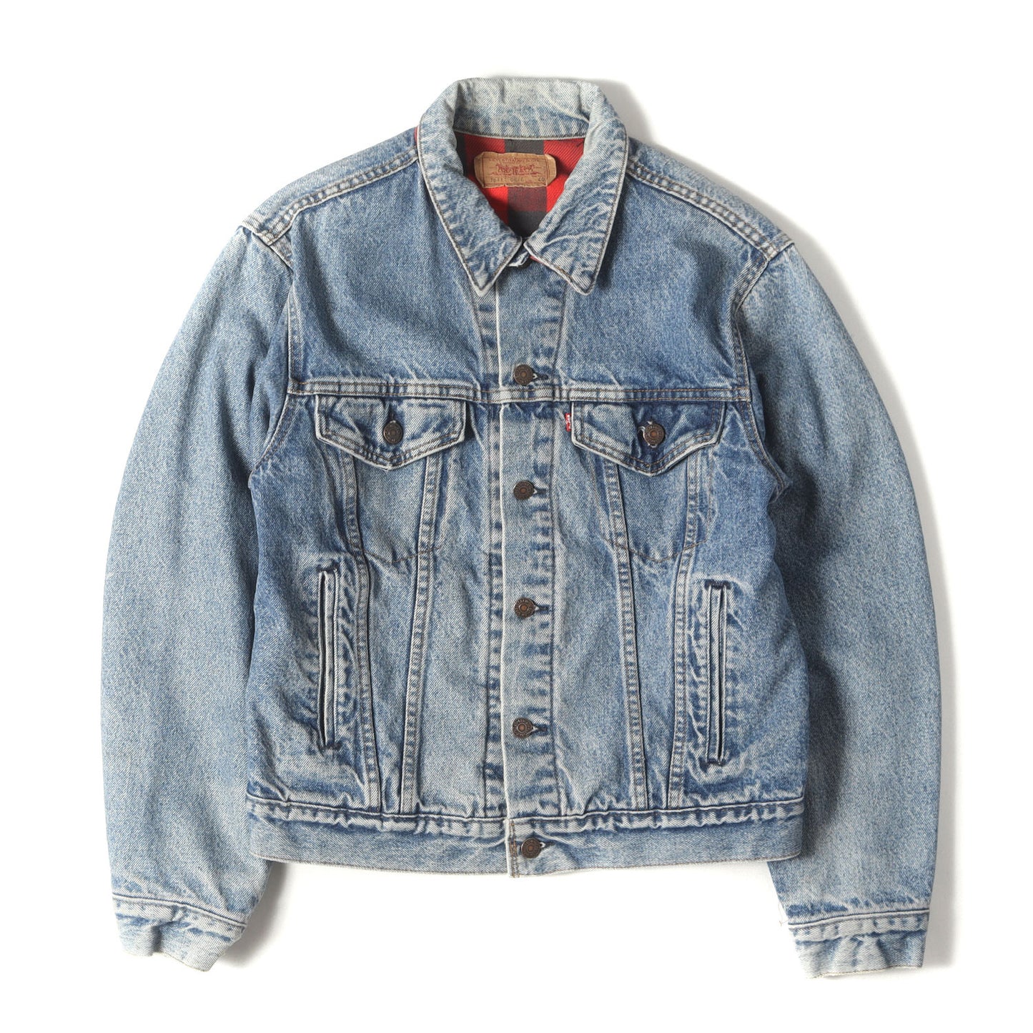 古着リメイク Levis 裏地チェックネル デニムジャケット